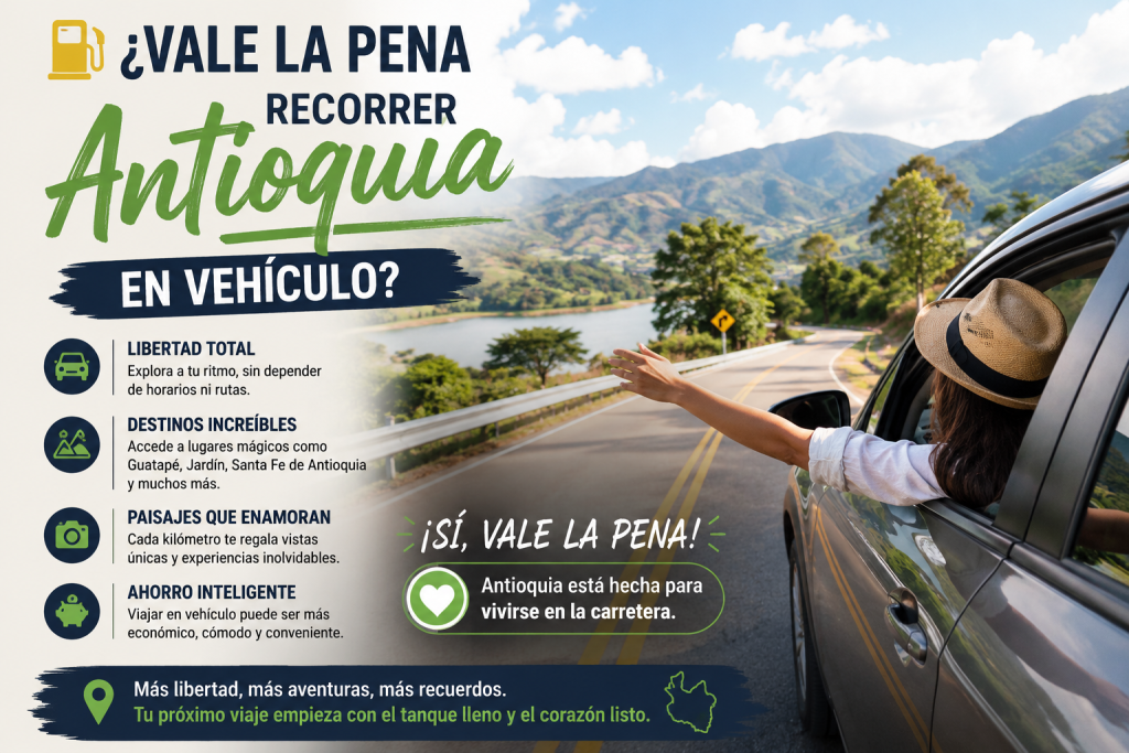 viajar cómodamente por Antioquia en carro