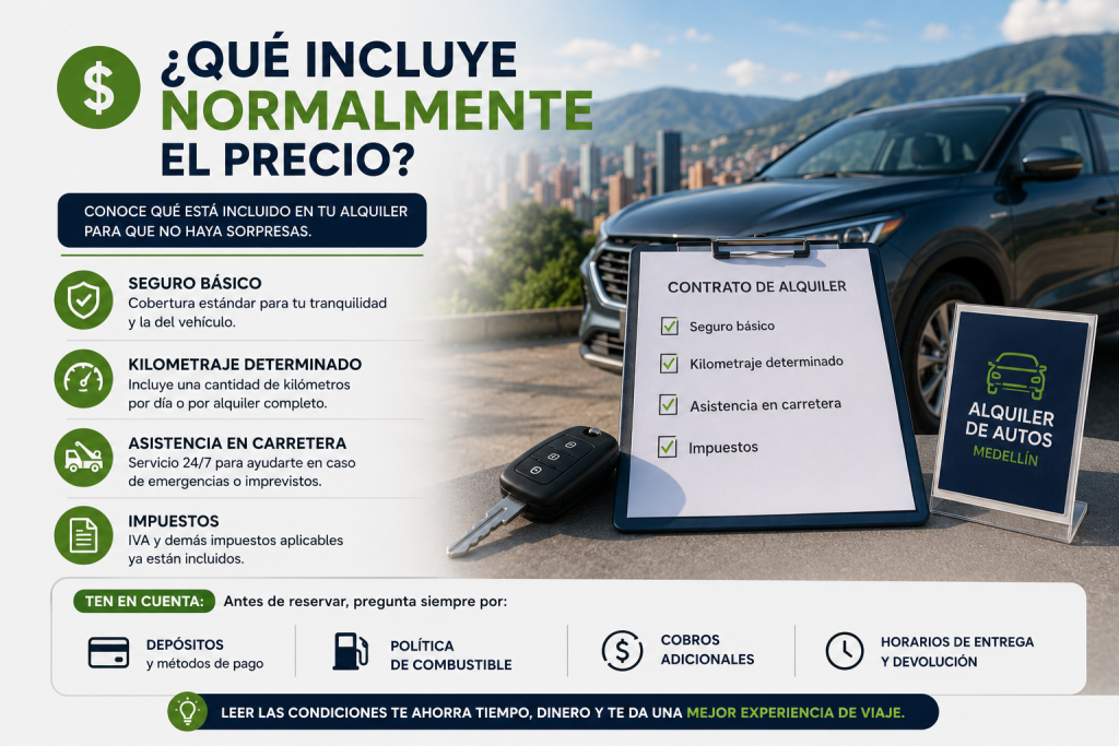 "costos y tarifas alquiler de autos Medellín